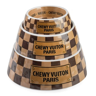 Checker Chewy Vuiton Bowl 3 sizes available -(set of 2) by Haute Diggity Dog