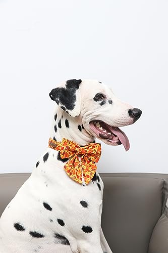 Lionet Paws Halloween Dog Collar with Bowtie - Cute Cotton Adjustable Fall Bowtie Dog Collar with Metal Buckle for Small Medium Large Dog Girl Boy Gift, M, Neck 13.5-22in