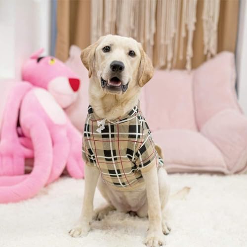 EXPAWLORER Plaid Dog Hoodie - British Style Soft and Warm Dog Sweater with Leash Hole, Hooded Cold Weather Clothes, Dog Sweatshirt, Outfits, Winter Coat for Small Medium Large Dogs