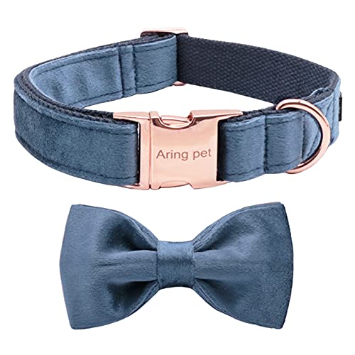 ARING PET Dog Collars with Bowtie-Velvet Dog Bow tie Collar, Adjustable Dark Green Dog Collar