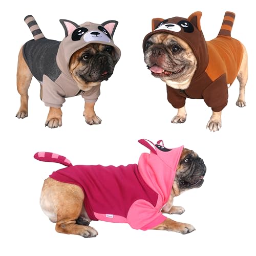 iChoue I am a French Bulldog Little Devil Fire Ant Halloween Costumes Hoodies Clothes Outfits Cosplay Winter Coats Sweaters Pullovers for Small Dogs Frenchie Pug English Boston Puppy - Red, Medium