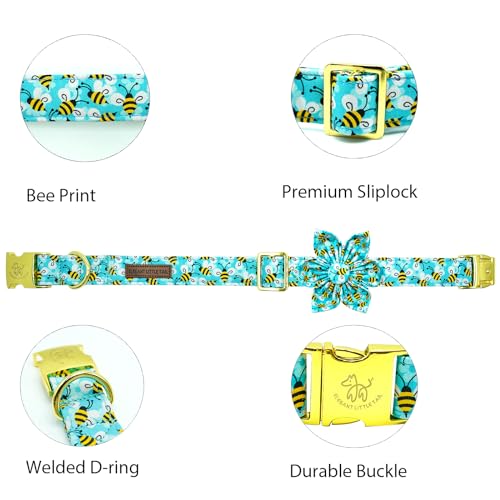 Elegant little tail Sunflower Girl Dog Collar for Female Dogs, Pet Collar Adjustable Dog Collars with Flower Gift for Medium Dogs