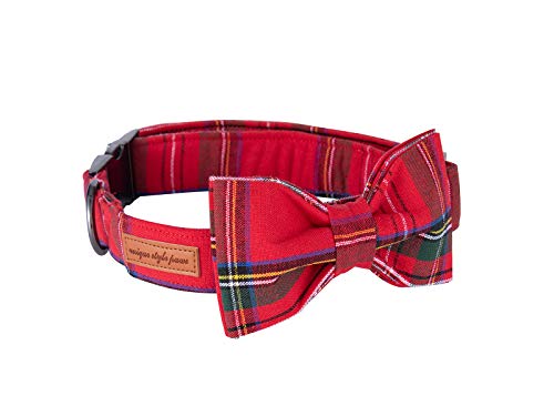 Unique style paws Christmas Dog and Cat Collar with Bow Pet Gift Adjustable Soft and Comfy Bowtie Collars for Small Medium Large Dogs