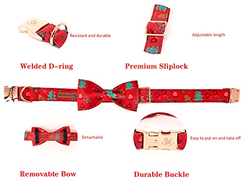 Elegant little tail Vintage Floral Dog Collar with Bow, Comfotable Dog Bowtie, Dog Collar Bow Adjustable Dog Collars for Small Medium Large Dogs