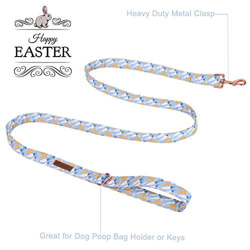 Easter Dog Collar with Bow Tie, Cotton Easter Bowtie Collar for Small Girl Boy Dog, Cute Carrot Pet Collar with Metal Buckle, Easter Day Gift Dog Collar, Blue, S, Neck 10-16in