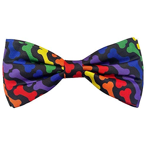 Huxley & Kent Bow Tie for Pets | Bone-Dana Multi (Small) | Bow Tie Collar Attachment | Fun Bow Ties for Dogs & Cats | Cute, Comfortable, and Durable | H&K Bow Tie