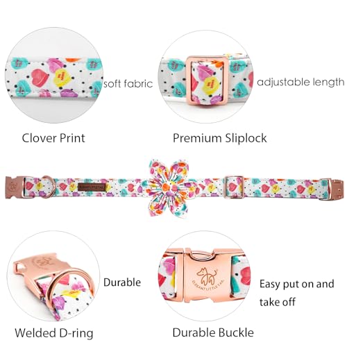 Elegant little tail Dog Collar with Bow, Lucky Clover Bow Tie Dog Collar, Cute Dog Bowtie Pet Gift Dog Collar for Medium Dogs