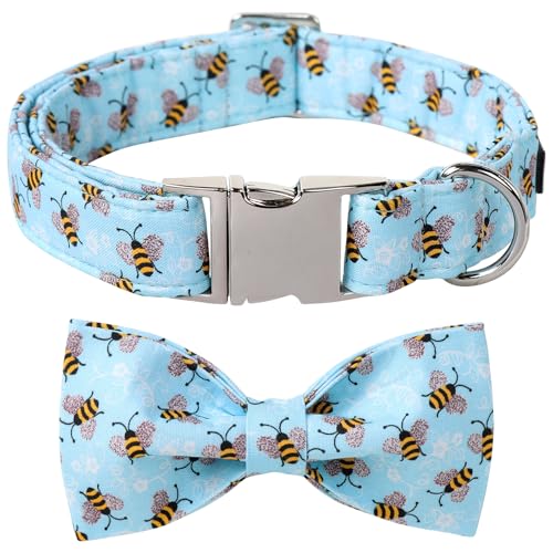 Maca Bates Duck Dog Collar with Bow Bowtie for Dogs Bow Tie Adjustable Breakaway Green Summer Thick Collars Accessories Birthday Gift Colar for XS Small Medium Large XL Boy Girl Male Female Puppy Pet