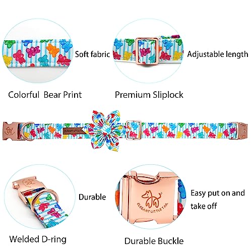 Elegant little tail Sunflower Girl Dog Collar for Female Dogs, Pet Collar Adjustable Dog Collars with Flower Gift for Medium Dogs