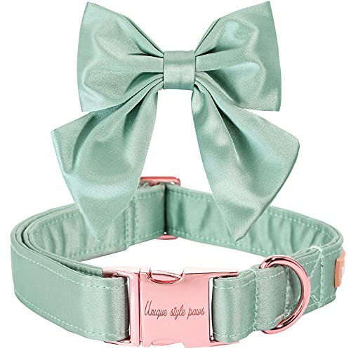 Unique style paws Silk Pink Color Dog Collar Adjustable Durable Dog Collar with Bow Wedding Bowtie Collar for Small Puppy and Cats