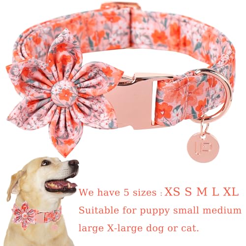 Dog Collar with Bow Tie,UP URARA PUP Pink Plaid Bowtie Dog Collar, Summer Bowtie Collar for Puppy Boy Girl Dog, Comfortable Cotton Dog Collar with Metal Buckle,M,Neck 13.5-22in