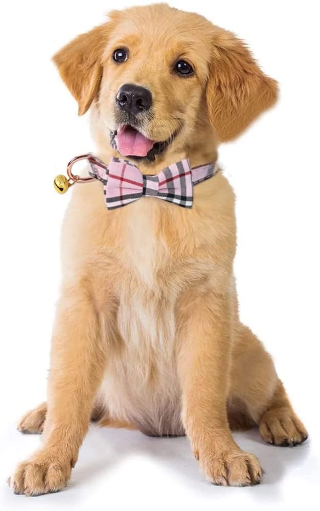 Yizepet Dog Collar with Bow Tie- Adjustable pet Collar for Dogs with Plastic Buckle Collar, Stylish Pattern for Small Medium or Large Boy and Girl Dog and Cat