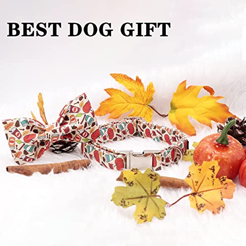 Unique Style Paws Cotton Dog Collar with Bow Halloween Pumpkin Plaid Dog Collar with Bow Tie for Small Medium Large Dogs Pets Gifts