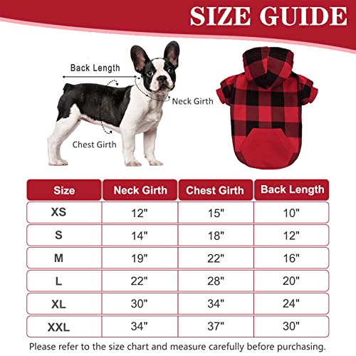 EXPAWLORER Plaid Dog Hoodie - British Style Soft and Warm Dog Sweater with Leash Hole, Hooded Cold Weather Clothes, Dog Sweatshirt, Outfits, Winter Coat for Small Medium Large Dogs