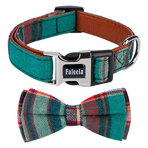 Faleela Soft &Comfy Bowtie Dog Collar,Detachable and Adjustable Bow Tie Collar,for Small Medium Large Pet (S, Blue)