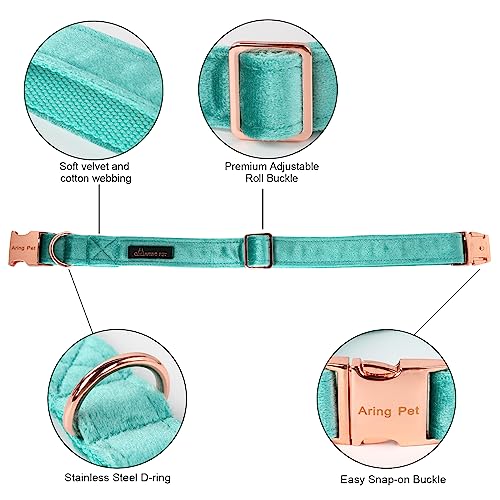 ARING PET Dog Collars with Bowtie-Velvet Dog Bow tie Collar, Adjustable Dark Green Dog Collar