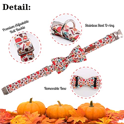 Unique Style Paws Cotton Dog Collar with Bow Halloween Pumpkin Plaid Dog Collar with Bow Tie for Small Medium Large Dogs Pets Gifts