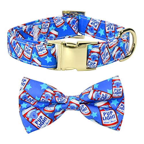 Stud Muffin Dog Bow Tie Dog Collar Accessory, Detachable Bowtie, Adjustable Collar for Small Medium Large Dogs