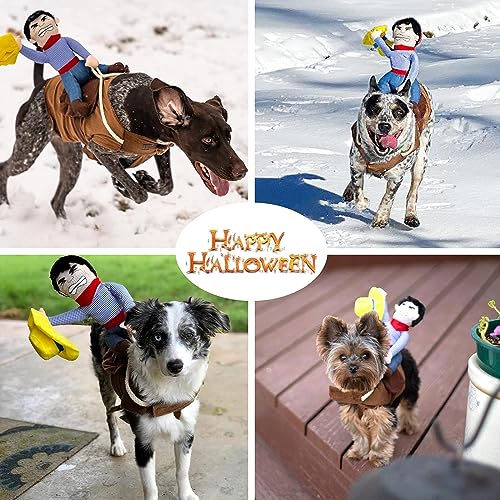 Dog Costumes Pet Cowboy Rider Costumes Pet Knight Style with Doll and Hat Clothes Puppy Halloween Novelty Funny Cosplay Apparel Accessories Outfits for Small Medium Dogs Cats (Medium)