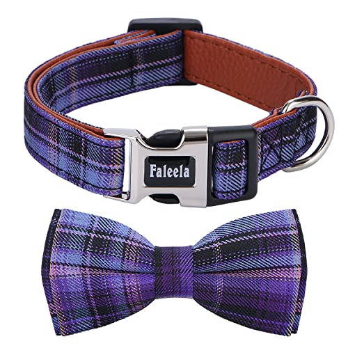 Faleela Soft &Comfy Bowtie Dog Collar,Detachable and Adjustable Bow Tie Collar,for Small Medium Large Pet (S, Blue)