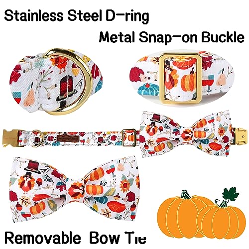 Unique Style Paws Cotton Dog Collar with Bow Halloween Pumpkin Plaid Dog Collar with Bow Tie for Small Medium Large Dogs Pets Gifts