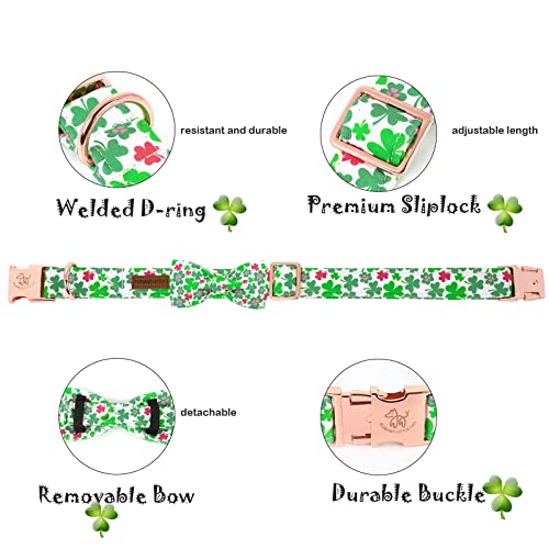 Elegant little tail Dog Collar with Bow, Lucky Clover Bow Tie Dog Collar, Cute Dog Bowtie Pet Gift Dog Collar for Medium Dogs