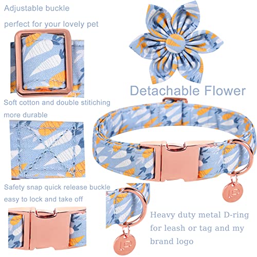 Easter Dog Collar with Bow Tie, Cotton Easter Bowtie Collar for Small Girl Boy Dog, Cute Carrot Pet Collar with Metal Buckle, Easter Day Gift Dog Collar, Blue, S, Neck 10-16in