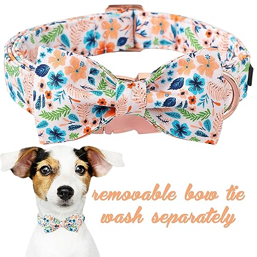 Unique Style Paws Cotton Dog Collar with Bow Halloween Pumpkin Plaid Dog Collar with Bow Tie for Small Medium Large Dogs Pets Gifts