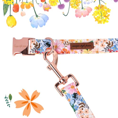 Unique style paws Cartoon Dog Collar with Bow Spring Summer Collar with Flower for Small Medium Large Boys Girls Dogs