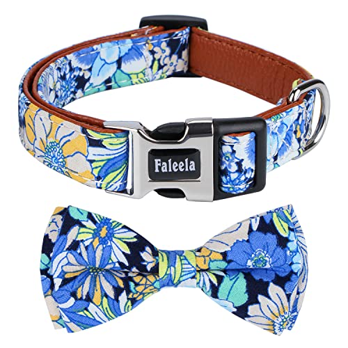 Faleela Soft &Comfy Bowtie Dog Collar,Detachable and Adjustable Bow Tie Collar,for Small Medium Large Pet (S, Blue)