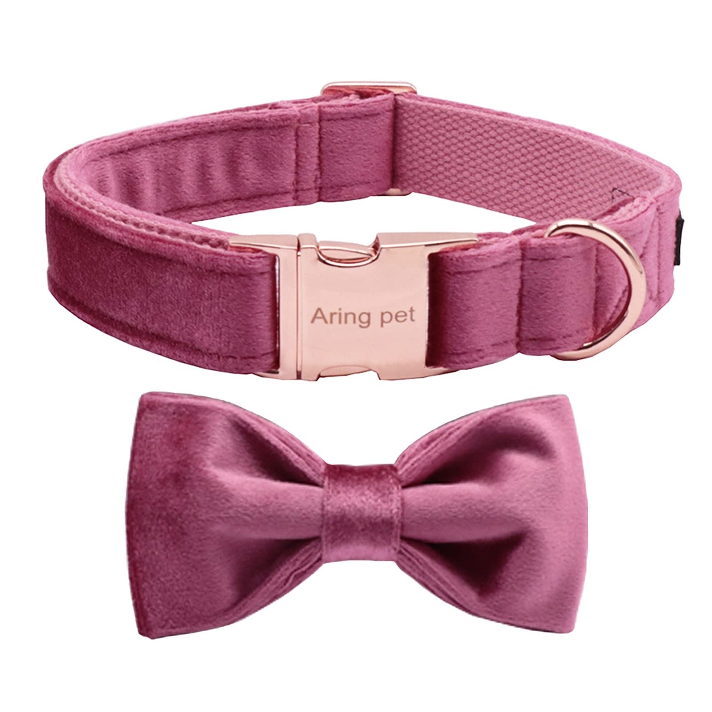 ARING PET Dog Collars with Bowtie-Velvet Dog Bow tie Collar, Adjustable Dark Green Dog Collar