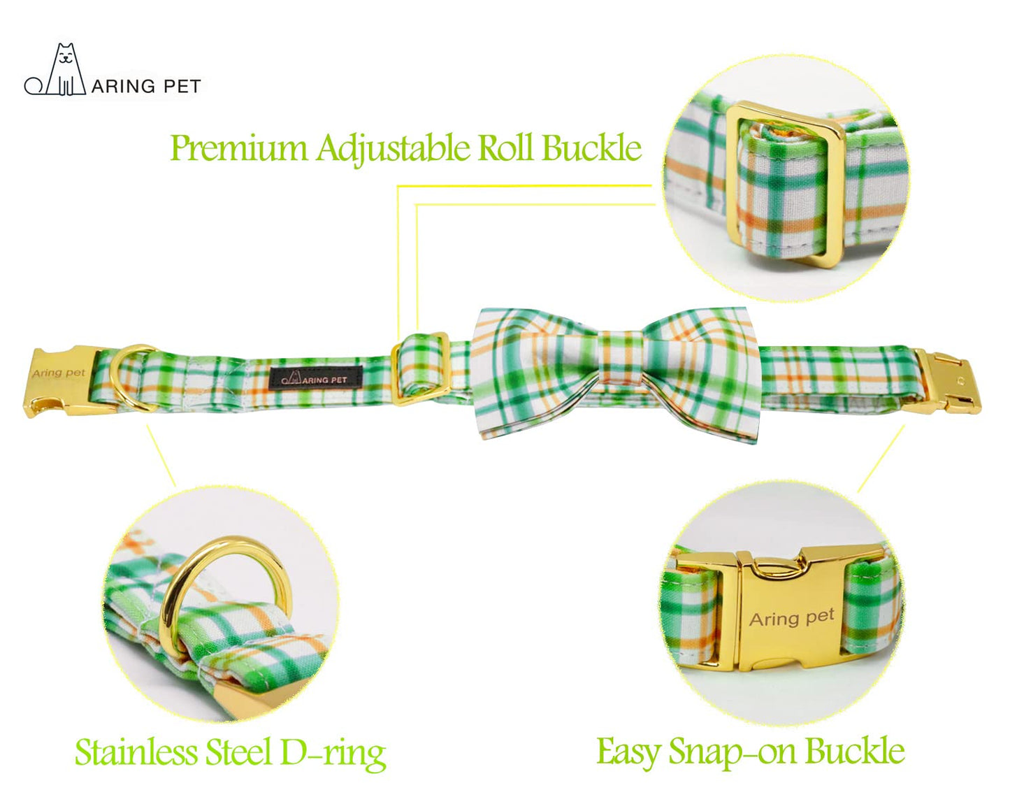 ARING PET Bowtie Dog Collar, Dog Collar with Bow, Adjustable Dog Collars for Small Medium Large Dogs.