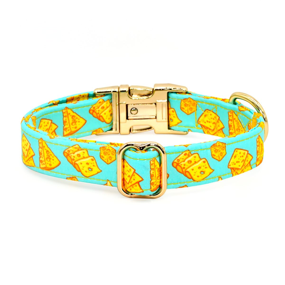 Summer Dog Collars with Bow Tie, Floral Tropical Leaf Bowtie Accessory for Dogs, Gold Metal Accessories Collars for Small Medium Large Dogs, S (10" -16")