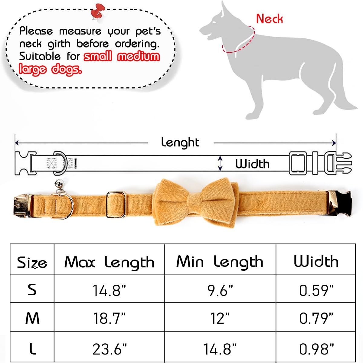 Dog Bowtie Collars, Cute Soft Dog Collar with Bow Tie, Safety Metal Buckle, Adjustable Collars for Boy and Girl Dogs Pets.