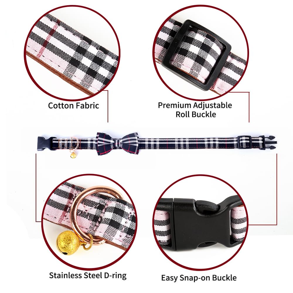 Yizepet Dog Collar with Bow Tie- Adjustable pet Collar for Dogs with Plastic Buckle Collar, Stylish Pattern for Small Medium or Large Boy and Girl Dog and Cat