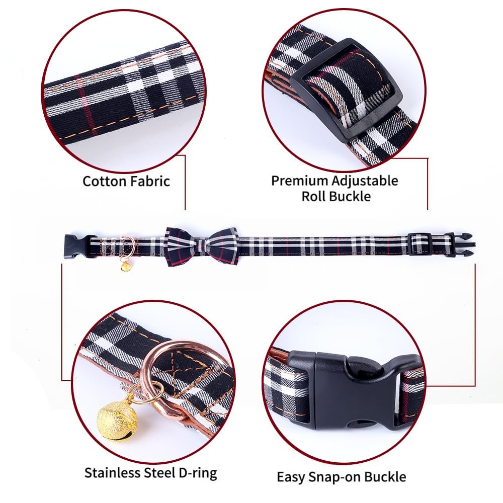 Yizepet Dog Collar with Bow Tie- Adjustable pet Collar for Dogs with Plastic Buckle Collar, Stylish Pattern for Small Medium or Large Boy and Girl Dog and Cat