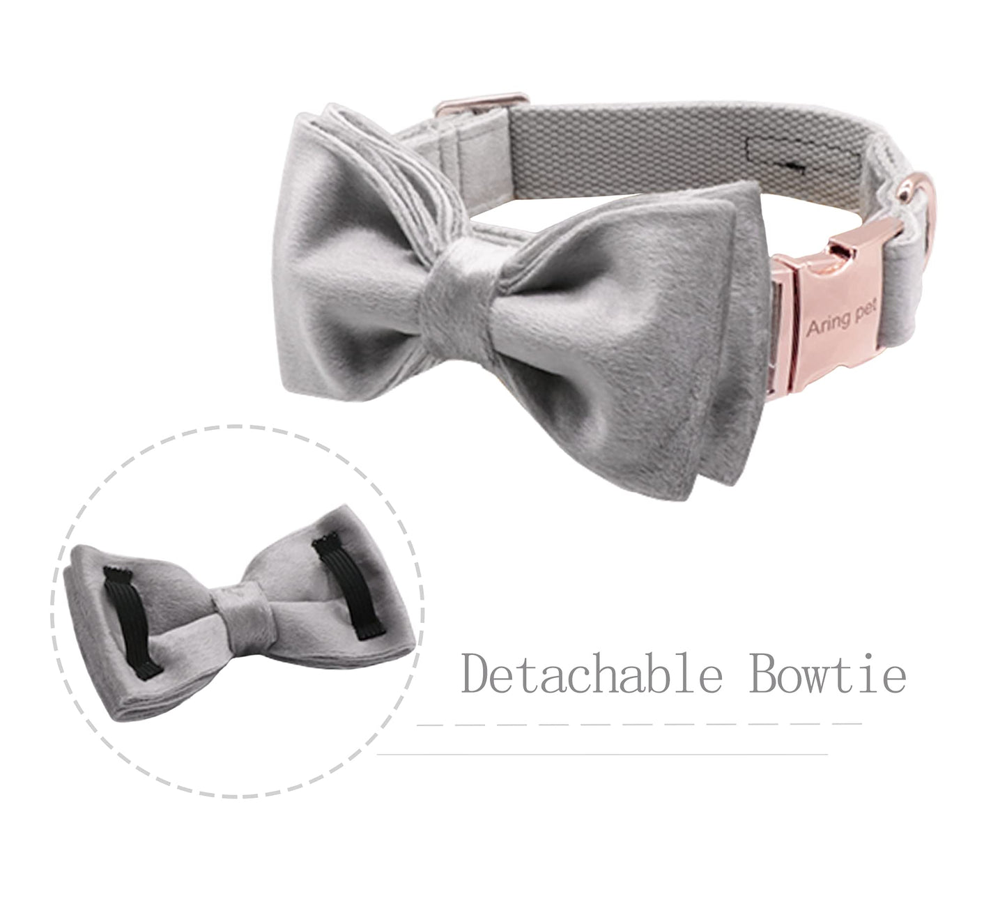 ARING PET Dog Collars with Bowtie-Velvet Dog Bow tie Collar, Adjustable Dark Green Dog Collar