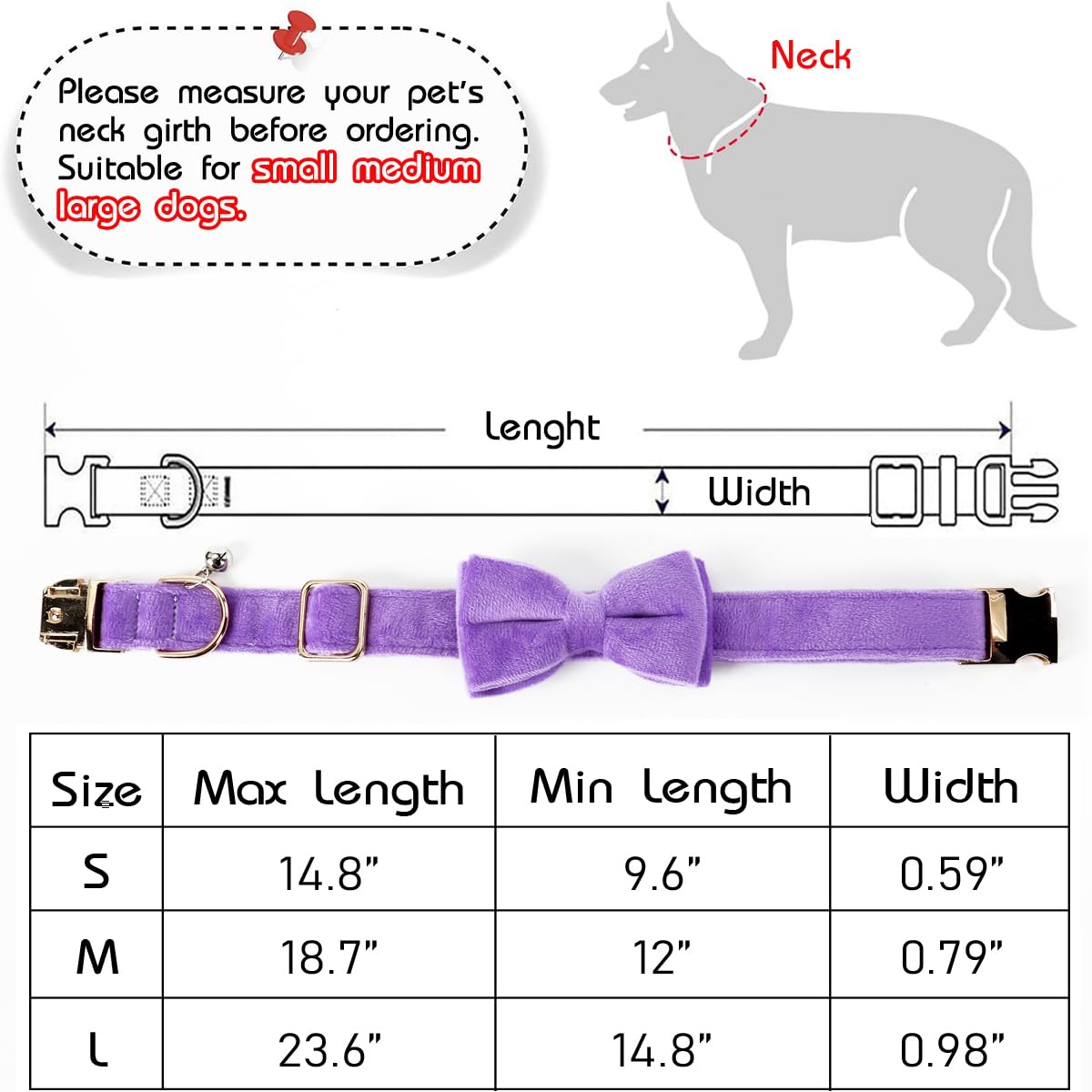 Dog Bowtie Collars, Cute Soft Dog Collar with Bow Tie, Safety Metal Buckle, Adjustable Collars for Boy and Girl Dogs Pets.