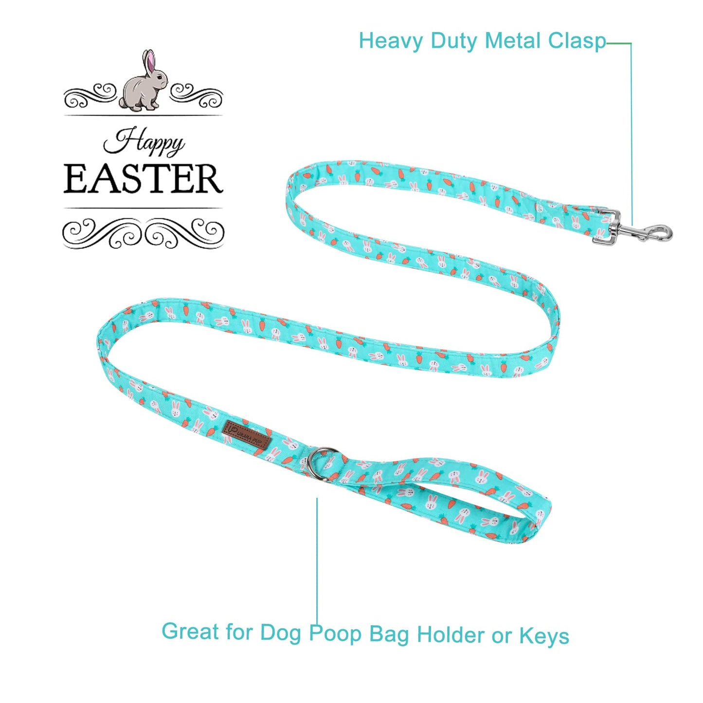 Easter Dog Collar with Bow Tie, Cotton Easter Bowtie Collar for Small Girl Boy Dog, Cute Carrot Pet Collar with Metal Buckle, Easter Day Gift Dog Collar, Blue, S, Neck 10-16in