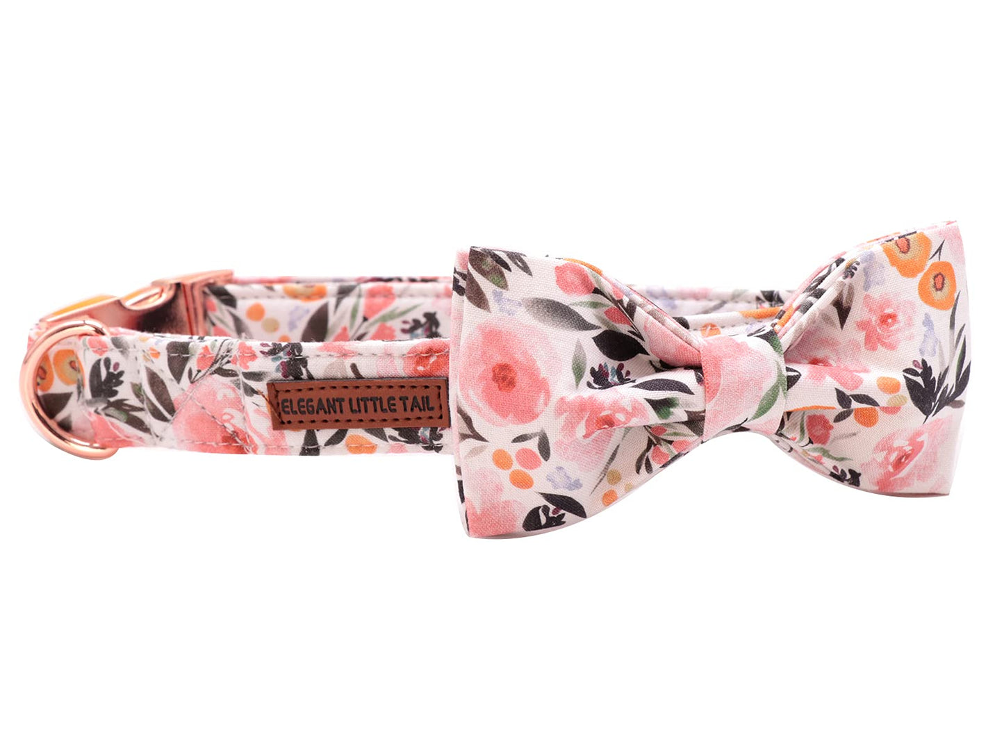 Elegant little tail Vintage Floral Dog Collar with Bow, Comfotable Dog Bowtie, Dog Collar Bow Adjustable Dog Collars for Small Medium Large Dogs