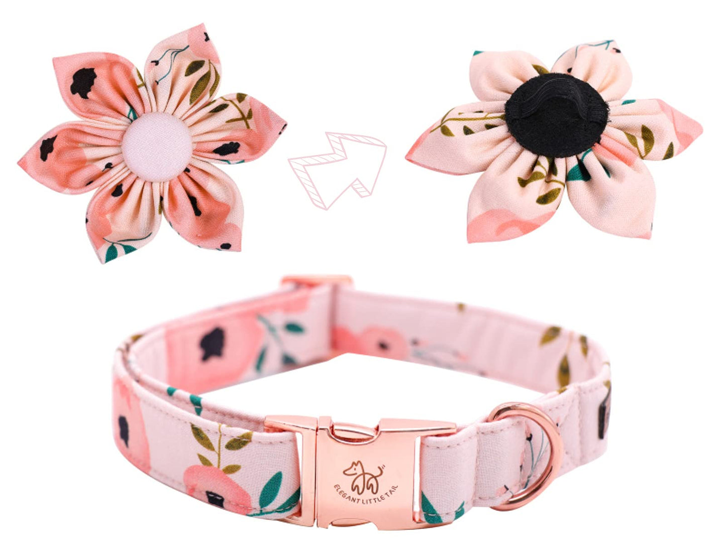 Elegant little tail Sunflower Girl Dog Collar for Female Dogs, Pet Collar Adjustable Dog Collars with Flower Gift for Medium Dogs