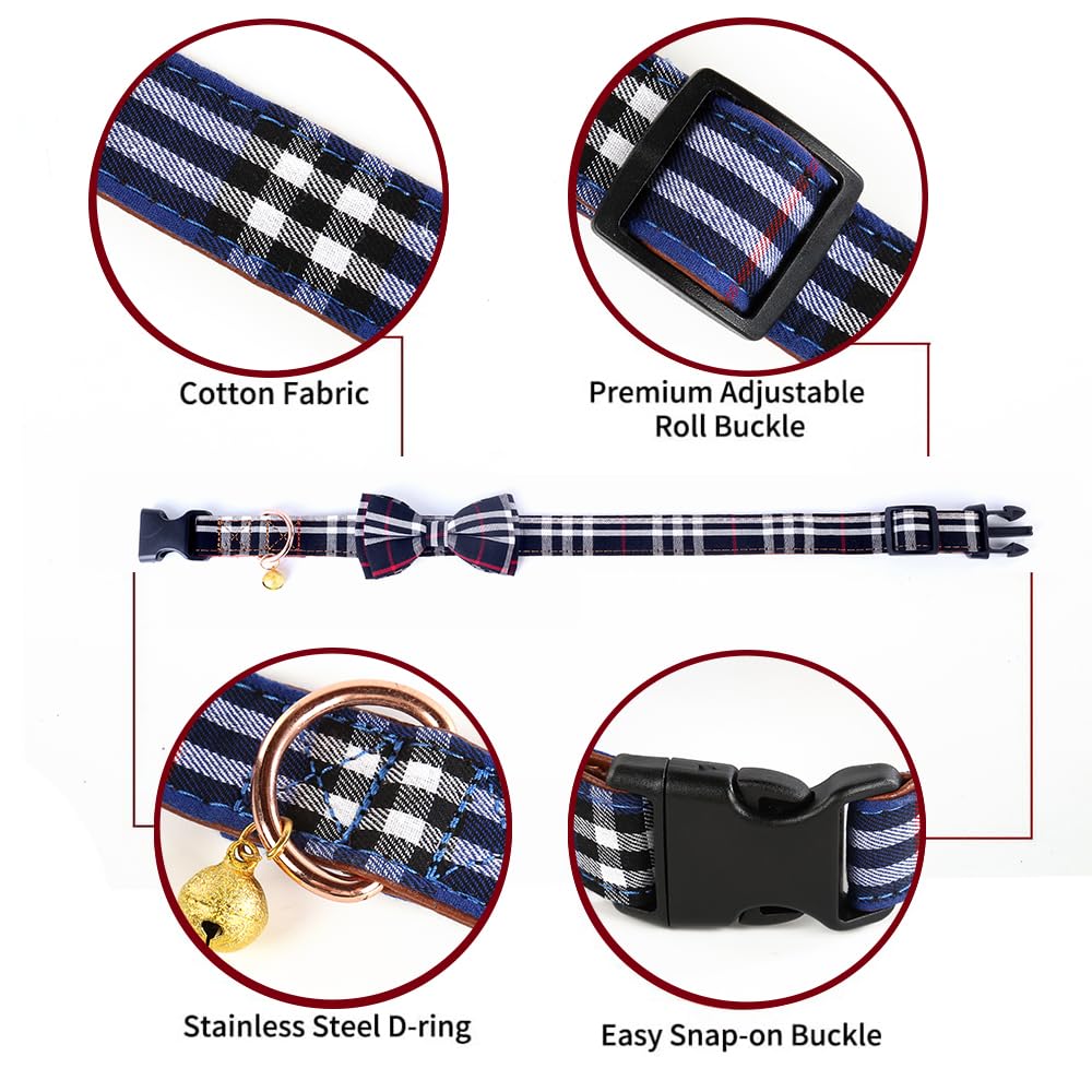 Yizepet Dog Collar with Bow Tie- Adjustable pet Collar for Dogs with Plastic Buckle Collar, Stylish Pattern for Small Medium or Large Boy and Girl Dog and Cat