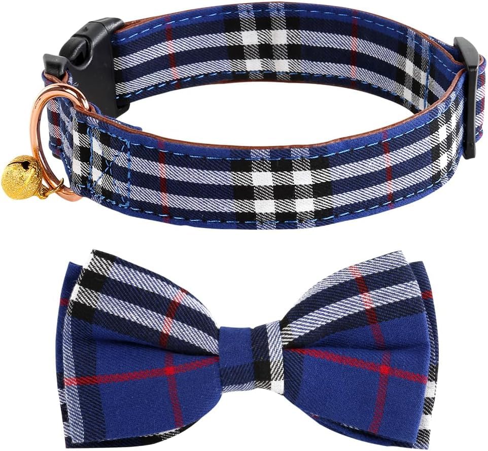 Yizepet Dog Collar with Bow Tie- Adjustable pet Collar for Dogs with Plastic Buckle Collar, Stylish Pattern for Small Medium or Large Boy and Girl Dog and Cat