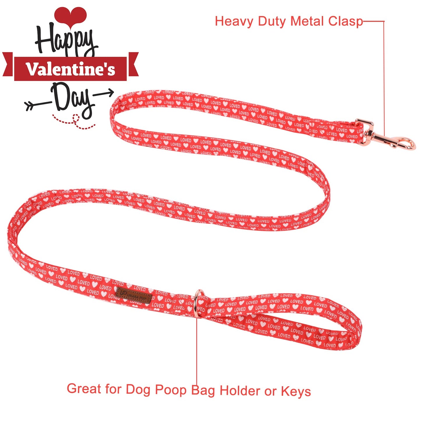 Valentine’s Day Dog Collar with Bow Tie, Valentine Bowtie Collar with Metal Buckle, Valentine’s Day Gift Pet Collar for Medium Girl Boy Dog, Wedding Dog Collar, Red, M, Neck 13.5-22in