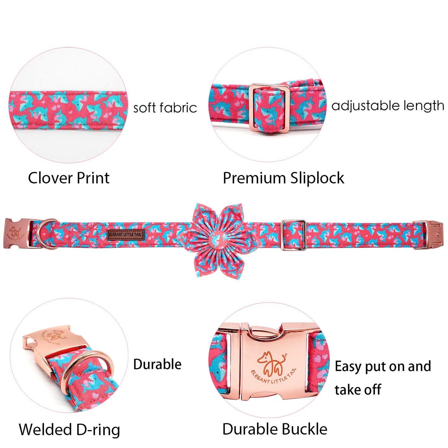 Elegant little tail Dog Collar with Bow, Lucky Clover Bow Tie Dog Collar, Cute Dog Bowtie Pet Gift Dog Collar for Medium Dogs