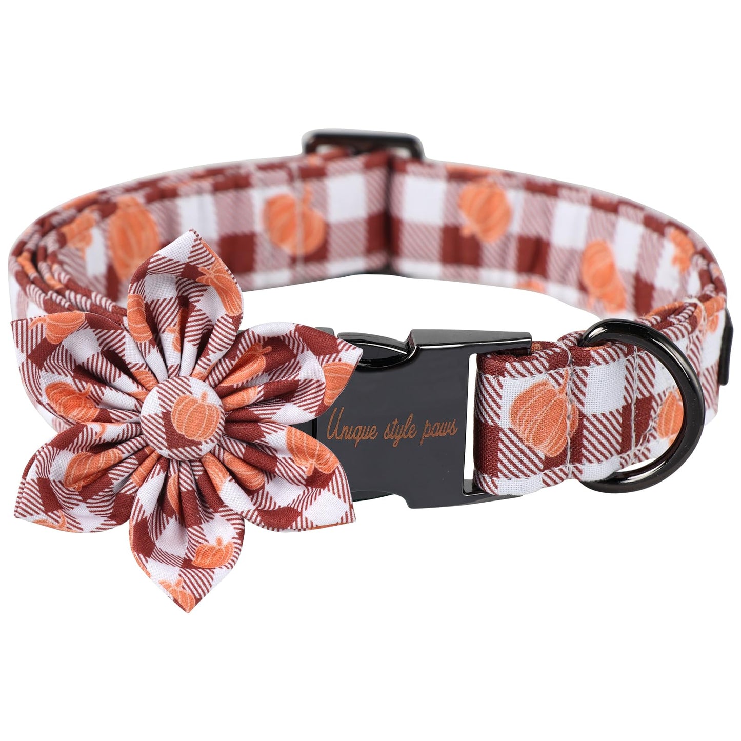 Unique Style Paws Cotton Dog Collar with Bow Halloween Pumpkin Plaid Dog Collar with Bow Tie for Small Medium Large Dogs Pets Gifts