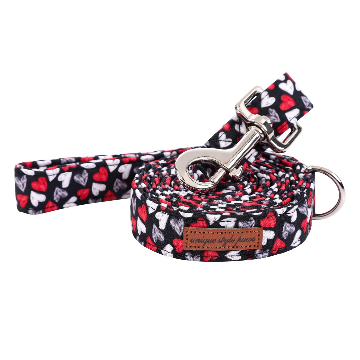 Unique style paws Valentine's Day Dog Collar with Bow Tie Black & Red Heart Puppy Collar Best Gothic Style Gift for Small Medium Large Boys Girls-M