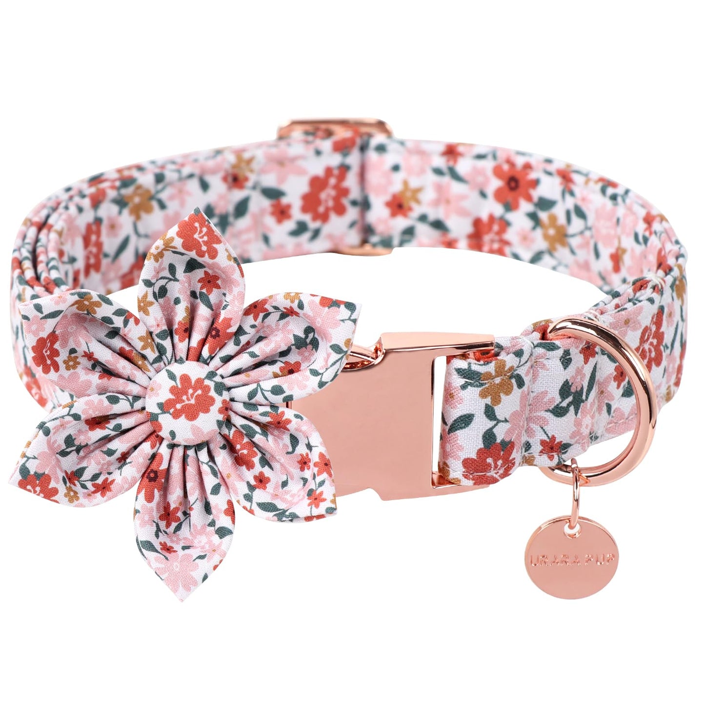 Dog Collar with Bow Tie,UP URARA PUP Pink Plaid Bowtie Dog Collar, Summer Bowtie Collar for Puppy Boy Girl Dog, Comfortable Cotton Dog Collar with Metal Buckle,M,Neck 13.5-22in