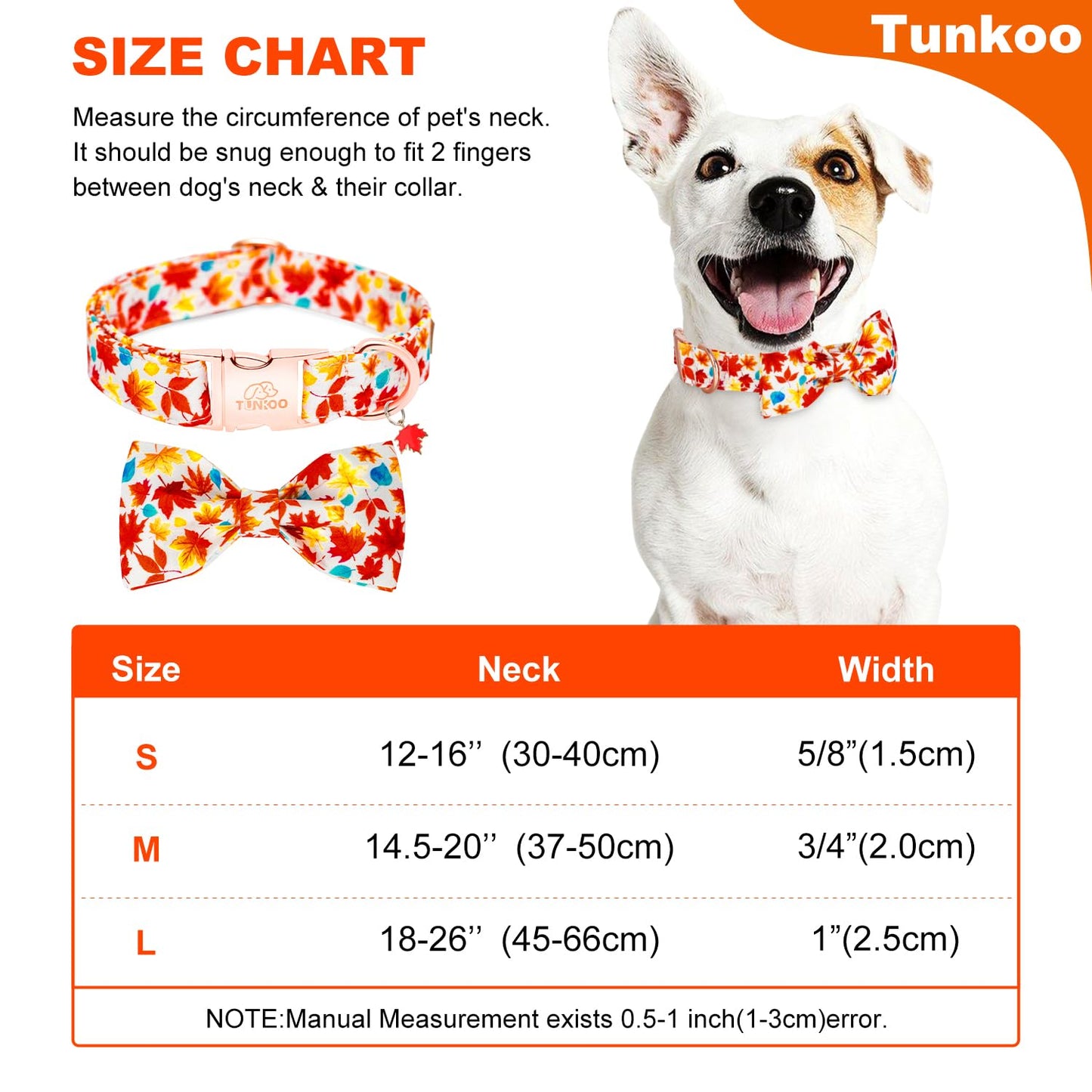 Tunkoo Happy Halloween Dog Collar with Pumpkin - Durable, Adjustable, and Stylish Pet Collar Available in Small, Medium, Large S