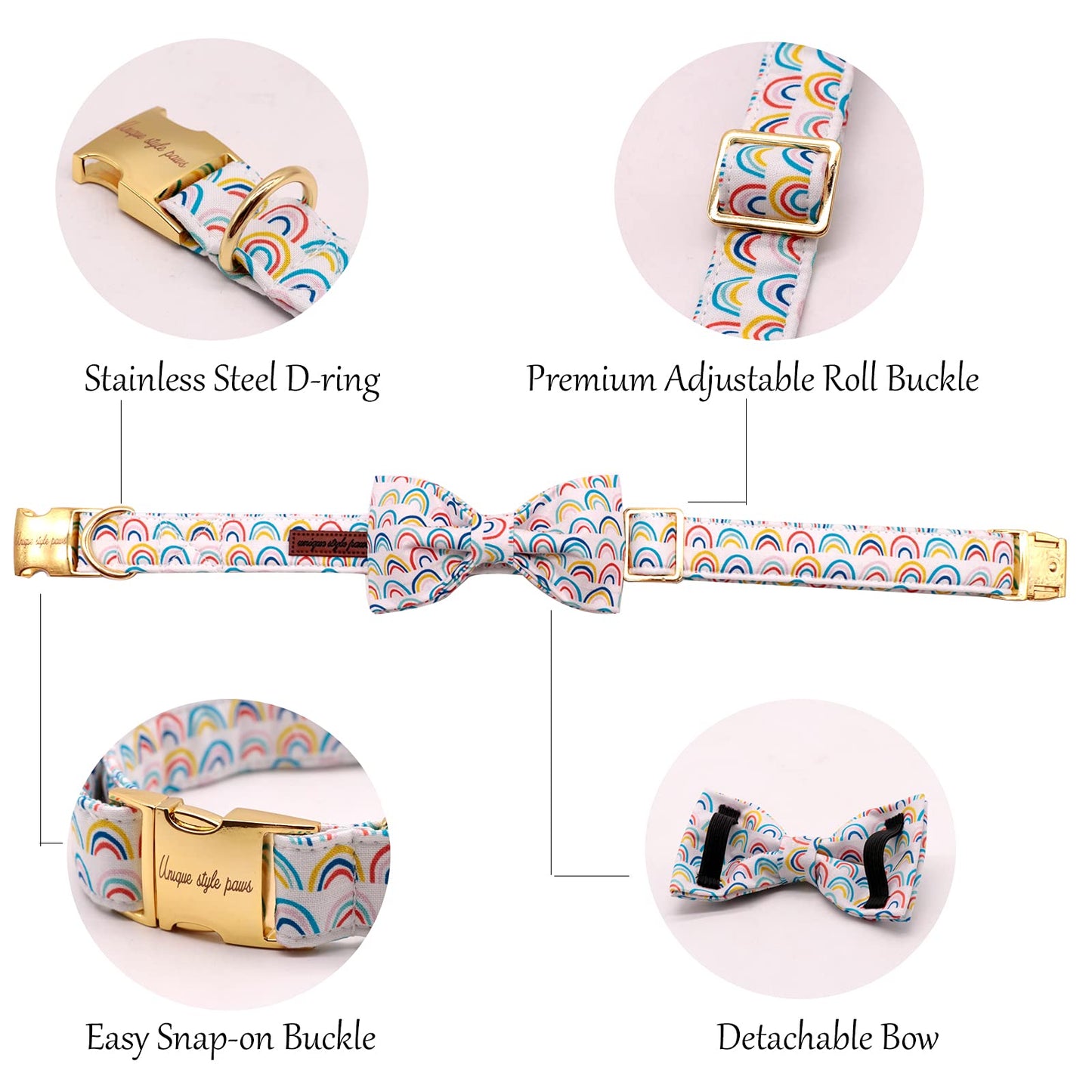 Unique style paws Christmas Dog and Cat Collar with Bow Pet Gift Adjustable Soft and Comfy Bowtie Collars for Small Medium Large Dogs